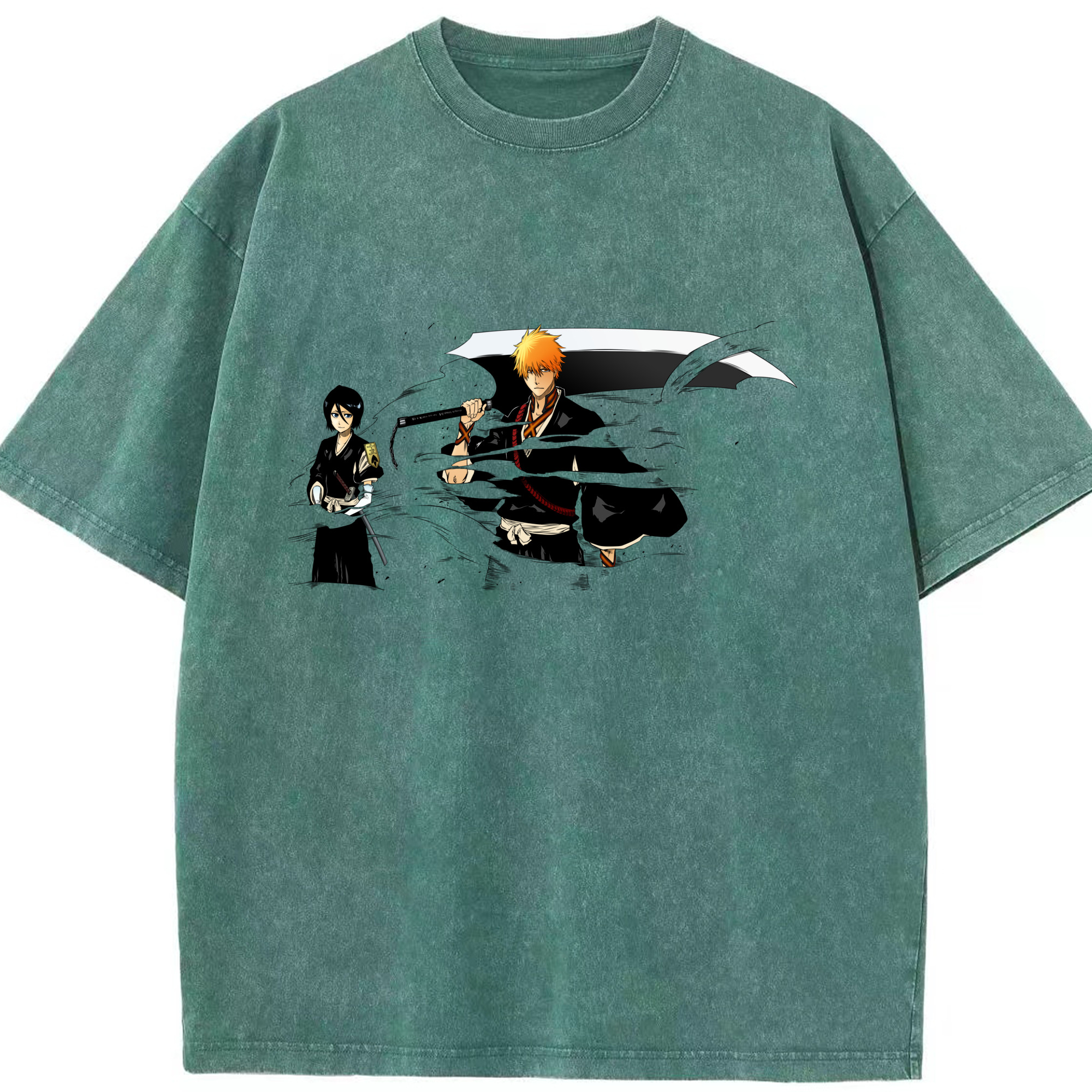 （画像用） ブリーチ 黒崎一護（くろさき いちご）BLEACH Kurosaki Ichigo 綿100% ヴィンテージ風 半袖Tシャツ（フロントプリント）